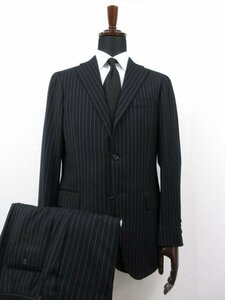 超美品 【リングジャケット RING JACKET】 カシミヤ混 3ボタン段返り スーツ (メンズ) 48 ネイビー系 ストライプ RT021F57X ■27RMS8130