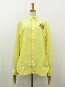 超美品 【ラルフローレン RALPH LAUREN】 刺繍デザイン 長袖シャツ ブラウス (レディース) size5F イエロー系 ■31LK2271■