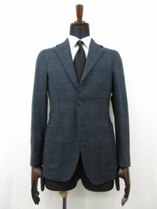 HH super-beauty goods [Errico Formicolae Rico forumikola] wool 3 button step return . jacket ( men's ) size44 navy check pattern #28MJ8998#