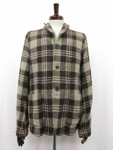 美品【コムデギャルソンシャツ】FW09193 ウール縮絨生地 チェック柄シャツジャケット (メンズ) sizeS ブラウン系 仏製 ■17MB3395■