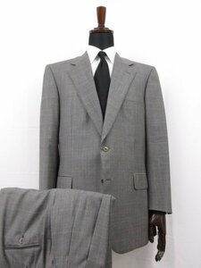 美品 【ブリオーニ Brioni】 PALATINO ウール シングル2ボタン スーツ (メンズ) size52C ミディアムグレー系 格子柄 伊製 ■27HR3495