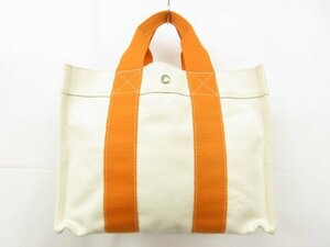 超美品【エルメス HERMES】 ボラボラビーチ PM キャンバス トートバッグ (レディース) 生成り×オレンジ ■5HT2577■