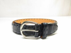  ultimate beautiful goods [ Kitamura origin block KITAMURA MOTOMACHI] original leather crocodile leather belt ( men's ) a little gray .... navy series #10ME6528#