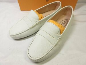 未使用品 【トッズ TOD'S】 シボレザー ドライビングシューズ ローファー型 スリッポン 婦人靴 (レディース) size37.5 白 ■30LZ4459■