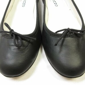 HH未使用品 【レペット Repetto】 レザー フラットソール リボン付き パンプス 婦人靴 (レディース) size38 ブラック ■30LZ4458の画像3