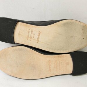 HH未使用品 【レペット Repetto】 レザー フラットソール リボン付き パンプス 婦人靴 (レディース) size38 ブラック ■30LZ4458の画像7