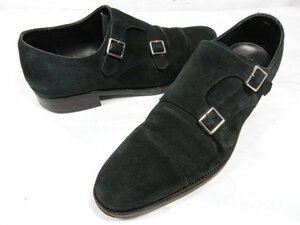 【ユナイテッドアローズ UNITED ARROWS】 スエードレザー Wモンクストラップシューズ 紳士靴 (メンズ) size7.5 ブラック ■30MZA4940■