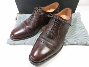 超美品 【スコッチグレイン SCOTCH GRAIN】 20238 レザー セミブローグ ドレスシューズ 紳士靴 (メンズ) size24EEE 濃茶 ■30MZA4965■