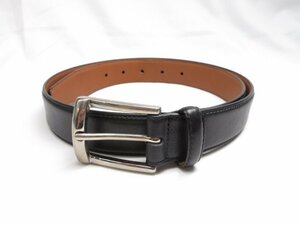 HH super-beauty goods [ Brooks Brothers Brooks Brothers] simple . design! leather belt ( men's ) size32 black made in Italy #10ME6568#