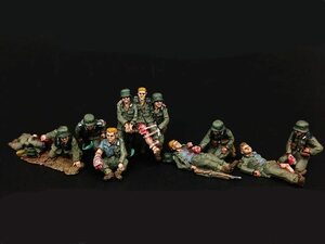 ジオラマ製作 1/74 兵士 負傷兵 セット レジンフィギュア 樹脂 模型 キャラクターモデル　1/72 医療 レスキュー兵士 11人 G517