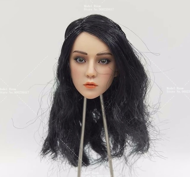 1/6 General-purpose Action Figure Head Black Hair Wavy Hair Tie Back Female 12 inch PVC Custom Replacement Head 12inch G602, doll, Character Doll, Custom Doll, others