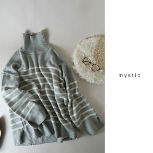 2021AW☆ミスティック mystic☆洗える ボーダータートルニット フリーサイズ☆A-O 0154