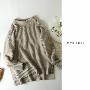 マイストラーダ Mystrada☆ウール混 オーバーサイズ サイドスリットニット 38サイズ☆E-M 0468