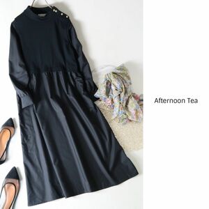 アフタヌーンティー Afternoon Tea☆洗える コットン混 切替ロングワンピース MRサイズ☆C-K 1254