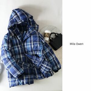 2.5万☆ミラオーウェン Mila Owen☆フェザー混 オーバーサイズ ベルト付きダウンコート 0サイズ☆C-K 0697