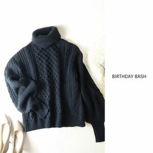 バースデーバッシュ BIRTHDAY BASH☆オーバーサイズ アラン柄ミックスタートルニット☆C-K 0103