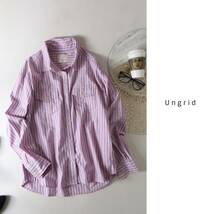 アングリッド Ungrid☆洗える 綿100% マルチカラーストライプシャツ フリーサイズ☆M-B 1318_画像1