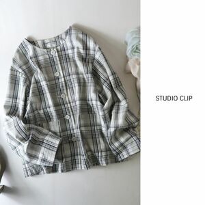 スタジオクリップ STUDIO CLIP☆洗える ノーカラージャケット コットン100％ Lサイズ☆C-K 1380