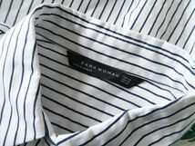 ザラ ZARA☆洗える スカーフ柄 異素材切替ストライプシャツ XSサイズ☆A-O 1099_画像7