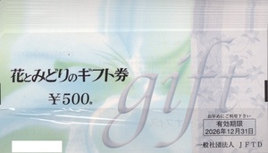 花とみどりのギフト券５００円券２８枚売り。期限２０２６年１２月３１日。