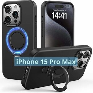 iPhone 15 Pro Max ケース カバー スマホケース 耐衝撃 全面保護 ワイヤレス充電 マット感ブラック米軍MIL規格