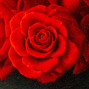 【五】真作 高松秀和 『赤い薔薇』 油彩 キャンバス 4号 額装 ／ リアリズム注目画家の画像5