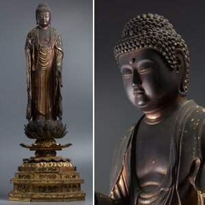 【五】仏教美術 大型 木造阿弥陀如来立像 玉眼 永禄九年(1566) 高90cm