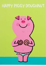 【五】真作 市原淳 『HAPPY PIGGY DOUGHNUT』 直筆サイン 額装_画像2