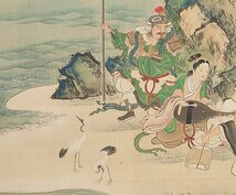 【五】尾形洞眠 双幅 『松竹梅七福神』 絹本 彩色 掛軸 狩野探令識箱_画像3