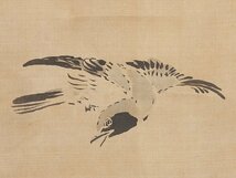 【五】掛軸 古画 『梅小禽図』 絹本 彩色 無款 箱付_画像3