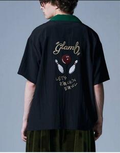 ☆ グラム ロックンボウリングシャツ ロゴ 刺 SHIRT レーヨン 半袖 黒