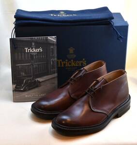 SALE!! トリッカーズ Tricker's　チャッカーブーツ　 BURGUNDY　BURNISHED　CHUKKA　7468/42 UK7 25.5-26cm 未使用品　イギリス製