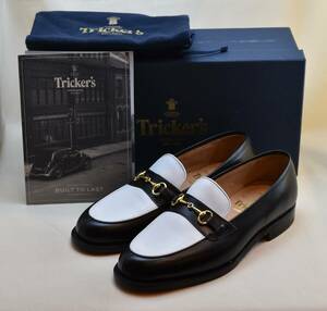 SALE!! トリッカーズ Tricker's　ビットローファー　BLACK×WHITE CALF レザーソール　UK8.5 26.5-27cm 未使用品　イギリス製