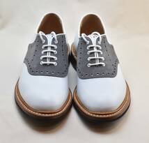 SALE!! トリッカーズ Tricker's　ツートーンサドルシューズ GREY SUEDE×WHITE CALF M7493/L UK6.5　25-25.5cm 　未使用品　イギリス製_画像2