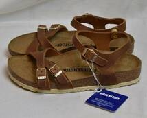 SALE!! BIRKENSTOCK ビルケンシュトック　レザーサンダル　Kumba　クンバ　COGNAC NUBUCK　38　24.5cm相当　未使用品　ドイツ製_画像3