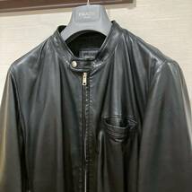 超美品！■定価:70万円【プラダ・黒革タグ】超高級◎ハンガー×カバー付き！【ラムレザー】ジャケット【PRADA】黒 ブルゾン コート メンズ_画像7