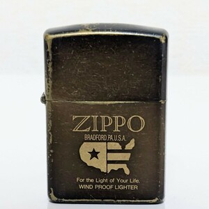 当時物 ZIPPO ジッポービンテージオイルライター ZIPPO 合衆国地図 FOR THE LIGHT OF YOUR LIFE 1991年製 イタリック体 斜字体 現状品