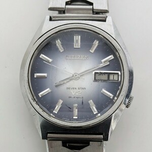 当時物 CITIZEN SEVEN STAR V2 24JEWELS AUTOMATIC シチズン セブンスター V2 24石 自動巻き デイデイト カットガラス 稼働品 現状品