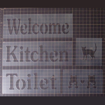☆Welcome・Kitchen・Toilet イラスト 　5枚シートまとめて　ジャスミンUPC　ステンシルシートセット　No173_画像2