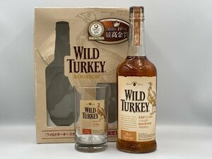 ST【同梱不可】 WILD TURKEY ワイルドターキー グラス・箱付き 700ml 40.5% 未開栓 古酒 Z043962