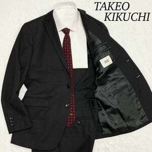 【美品】タケオキクチ　TAKEO KIKUCHI セットアップ　スーツ　ジャケット　高級シルク混　ブラック　フォーマル　M相当　2