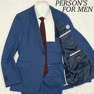 【美品】パーソンズフォーメン　PERSON’S FOR MEN セットアップ　スーツ　ジャケット　ネイビーブルー　A6 L相当
