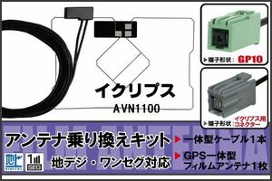 フィルムアンテナ ケーブル セット 地デジ ワンセグ フルセグ イクリプス ECLIPSE DTVF01 同等品 AVN1100 対応 高感度