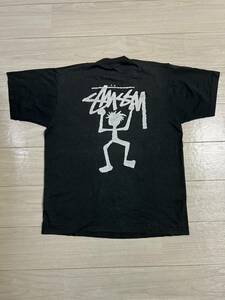 激レア スペシャル 90’s 初期 USA製 OLD STUSSY ステューシー FRUIT OF THE LOOM 黒タグ シャドーマン Tシャツ L ビンテージ