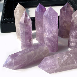  natural stone amethyst purple crystal Point hexagon pillar . stone better fortune raw ore Power Stone ns-383 [ courier service ] GreenRoseYumi