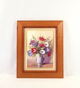 Art hand Auction 정통 프란시스코 하비에르 트레가사 유화 아네모네 사이즈 F4 스페인 예술가 옅은 분위기의 중성색을 칠합니다 신선한 모란 꽃 8742, 그림, 오일 페인팅, 정물화