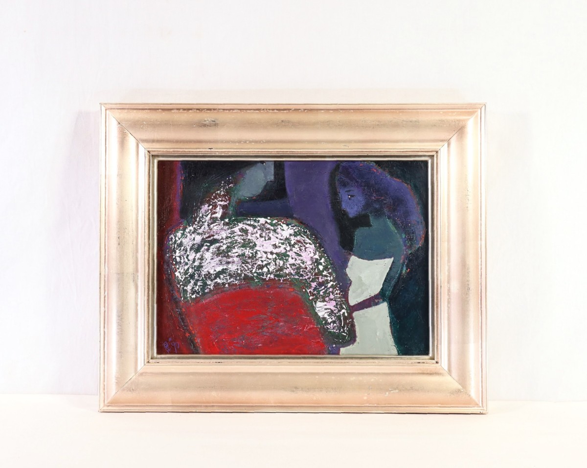 Œuvre authentique Koreaki Kawakami 1992 peinture à l'huile Femme Femme Dimensions 33 cm x 24 cm F4 Instructeur d'art Membre Akehi-kai Représentation fantastique de personnes avec un toucher doux 8651, peinture, peinture à l'huile, portrait
