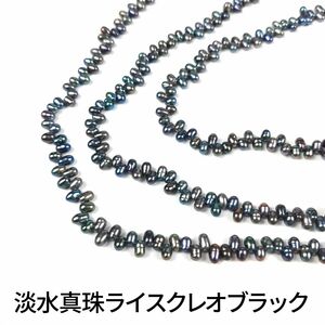 淡水真珠 パール ライスクレオ ブラック 1連(38cm)