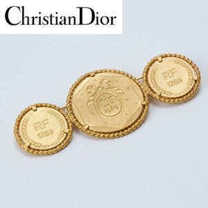 Christian Dior クリスチャン ディオール コインモチーフ ロゴ ブローチ ゴールドカラー 検/ 服飾小物 レディース アクセサリー H5485