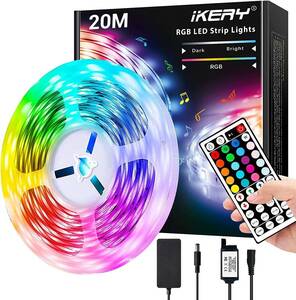 IKERY LEDテープライト20M RGB 両面テープ SMD5050 高輝度 PSE認証 4ピン 切断可能 調光調色 間接照明